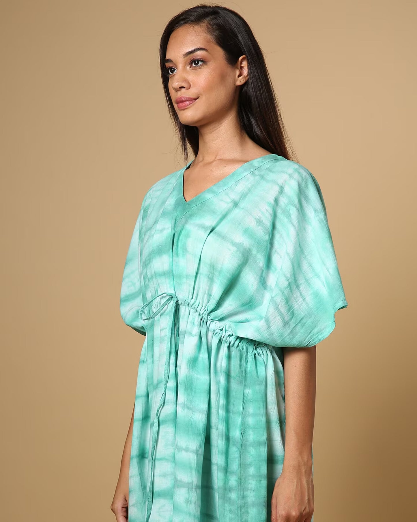 Tie & Dye Kaftan Dress with Drawstring