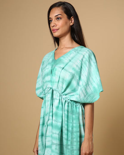 Tie & Dye Kaftan Dress with Drawstring