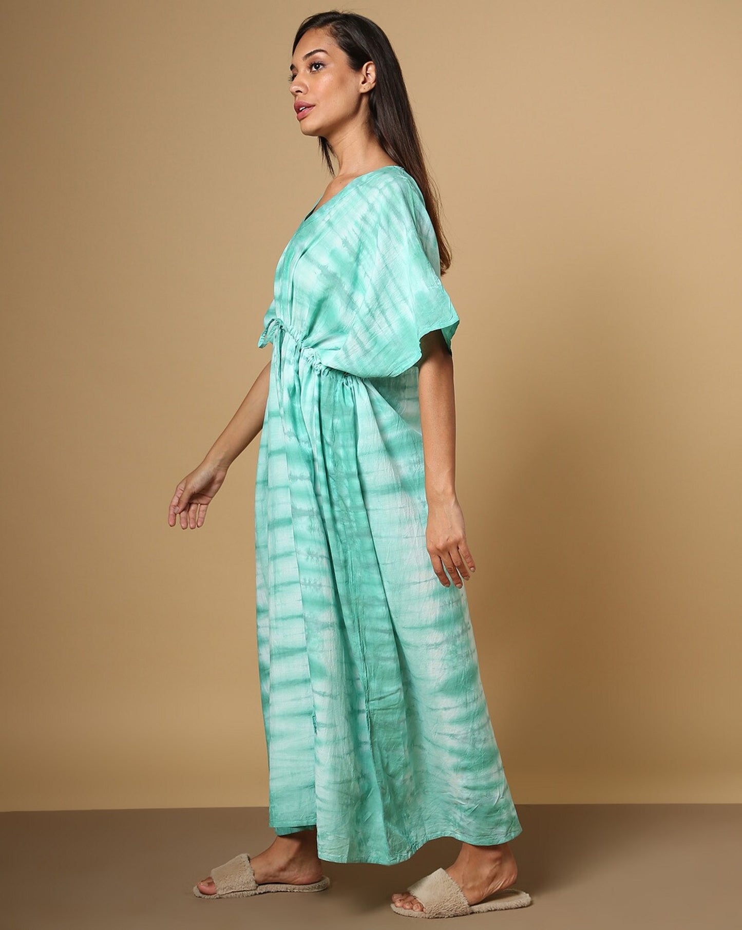 Tie & Dye Kaftan Dress with Drawstring