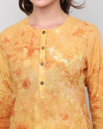 Tie & Dye Round-Neck A-Line Kurta