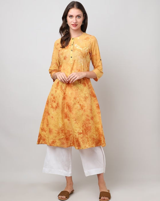 Tie & Dye Round-Neck A-Line Kurta