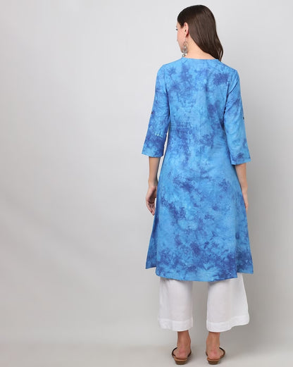 Tie & Dye Round-Neck A-Line Kurta