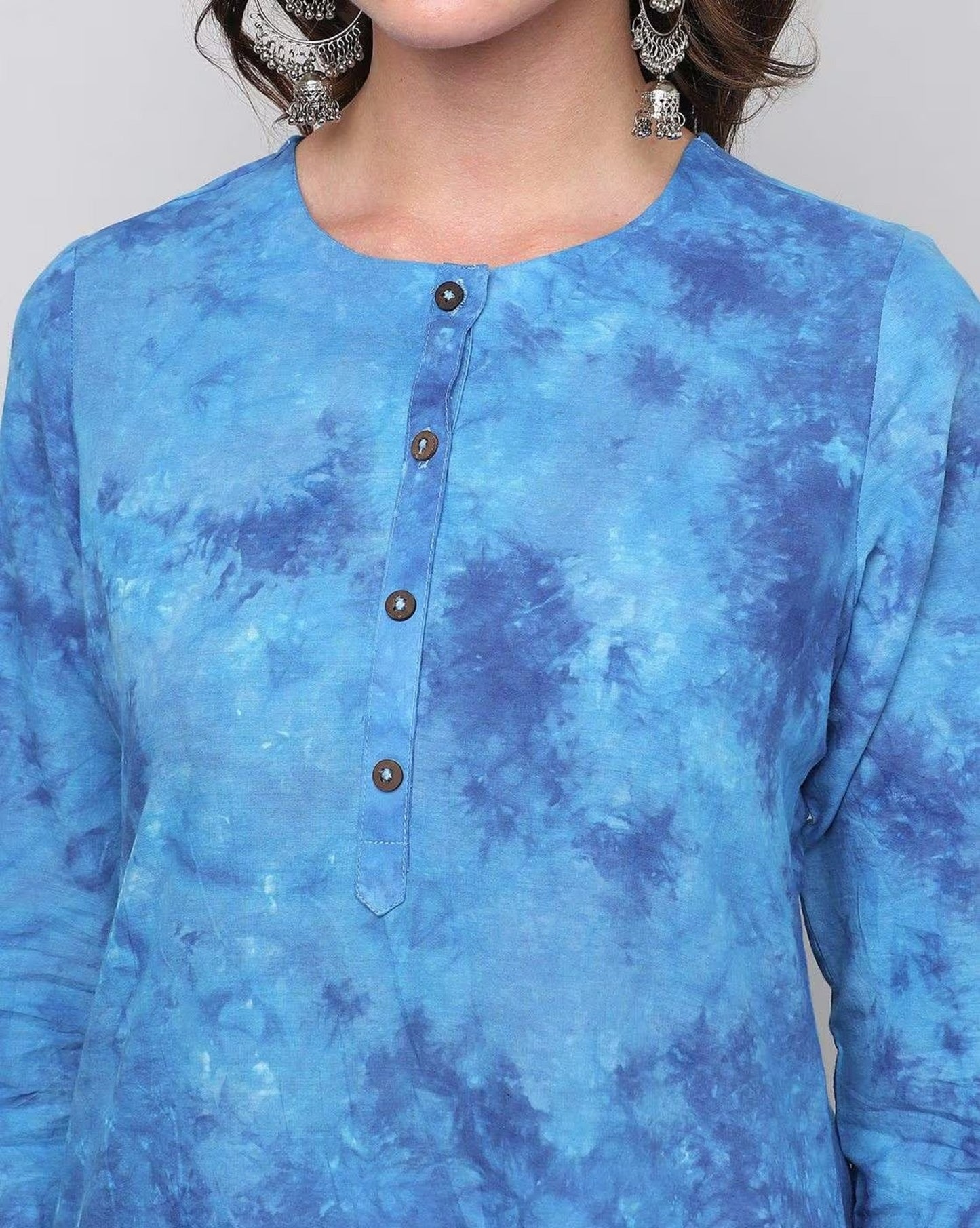 Tie & Dye Round-Neck A-Line Kurta