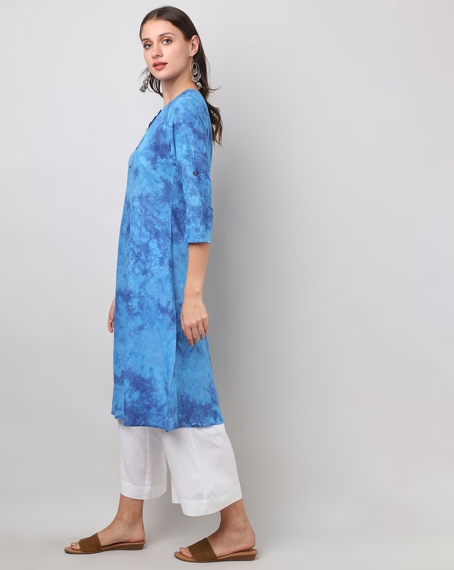 Tie & Dye Round-Neck A-Line Kurta