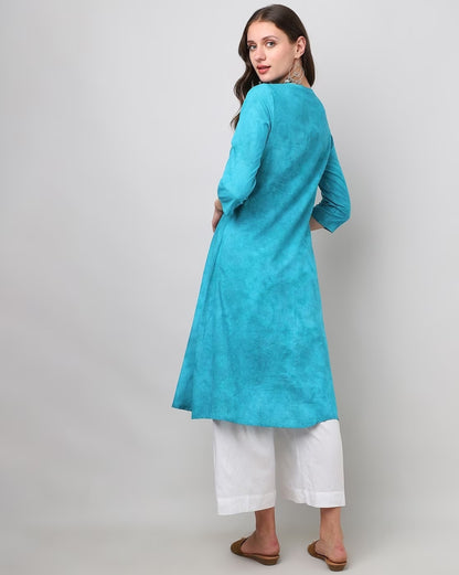 Tie & Dye Round-Neck A-Line Kurta