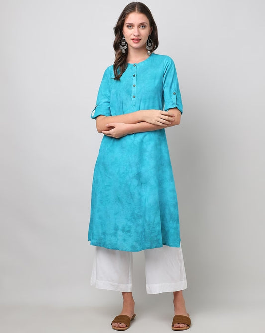 Tie & Dye Round-Neck A-Line Kurta