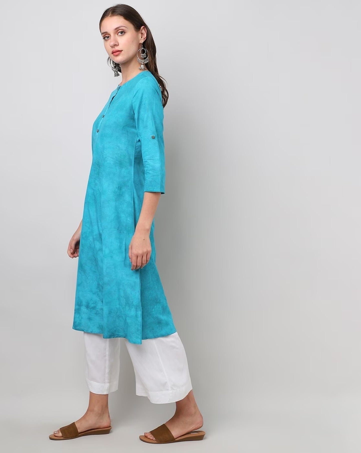 Tie & Dye Round-Neck A-Line Kurta