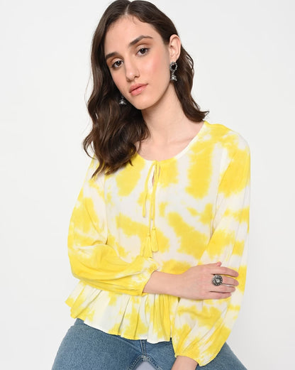 Tie & Dye Top with Neck Tie-Up