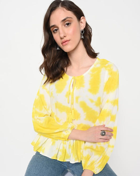 Tie & Dye Top with Neck Tie-Up