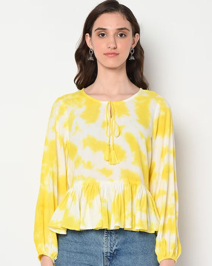 Tie & Dye Top with Neck Tie-Up