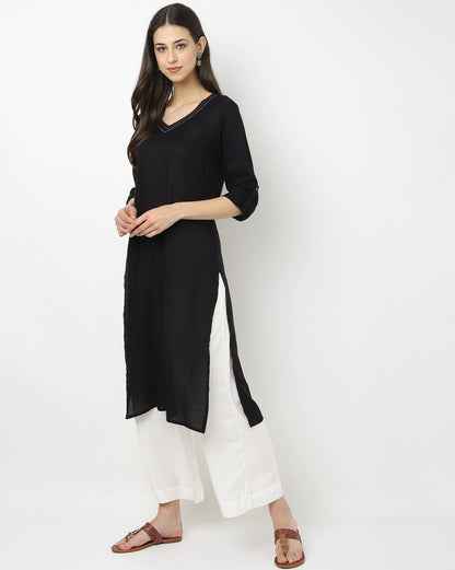 V-Neck Straight Kurta