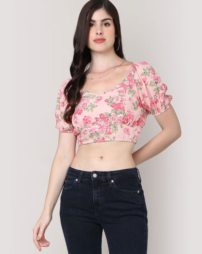 Women Floral Printed Crop Top
