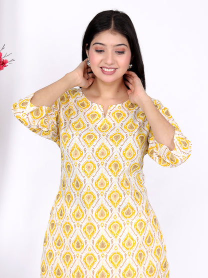 Women’s Cotton Printed Kurta Set with Pockets | Elegant & Comfortable Co-Ord Set