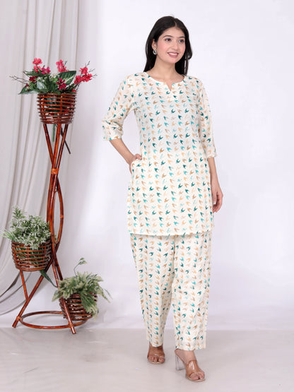 Women’s Cotton Printed Kurta Set with Pockets | Comfortable Daily Wear Co-Ord Set