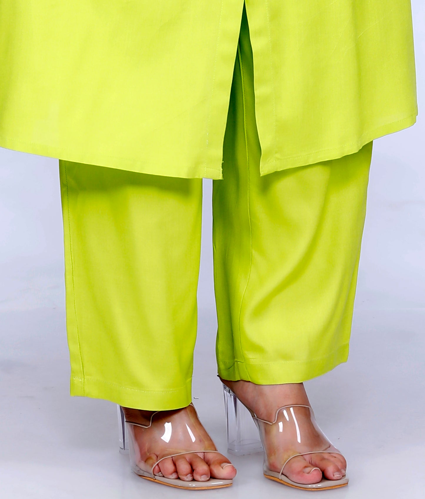 Sakura Lime Co-Ord Set with Pocket Kurta & Palazzo