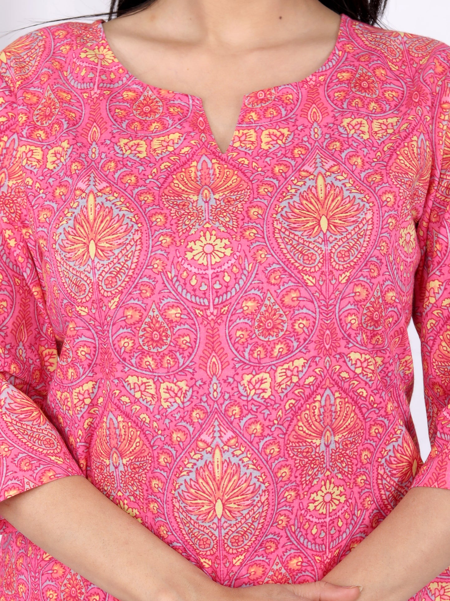 Pink Cotton Cambric Kurta Palazzo Set with Pocket | Sakura