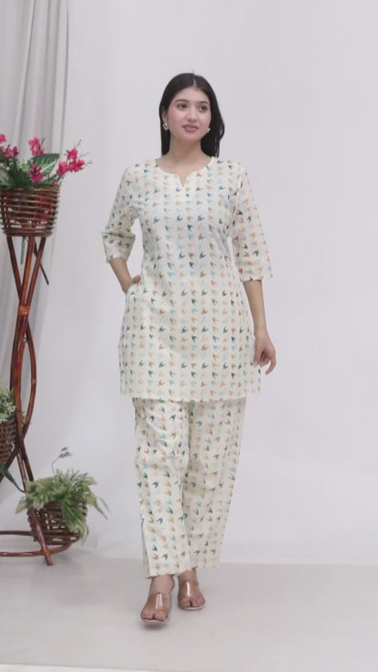 Women’s Cotton Printed Kurta Set with Pockets | Comfortable Daily Wear Co-Ord Set