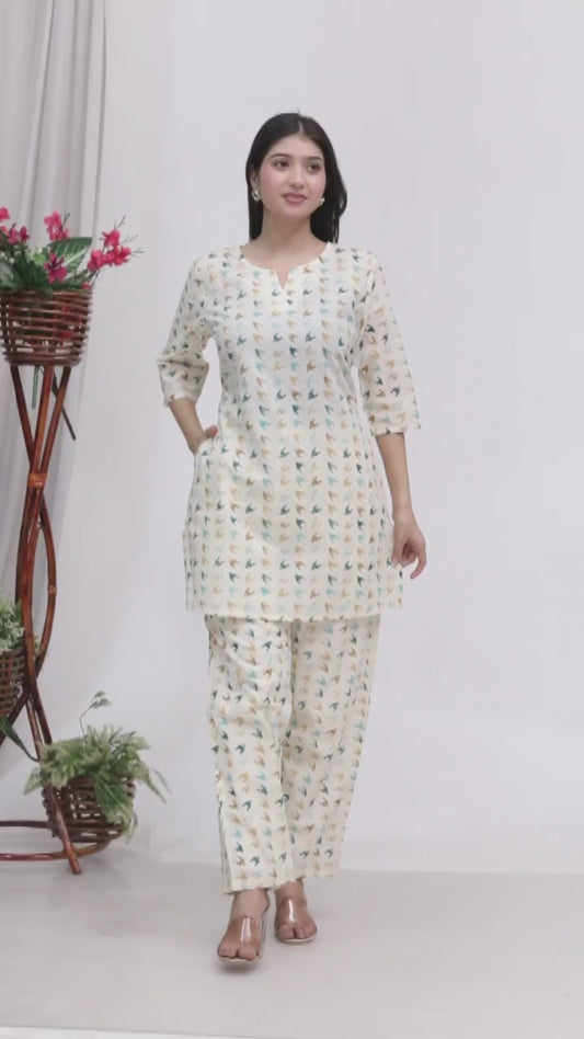 Women’s Cotton Printed Kurta Set with Pockets | Comfortable Daily Wear Co-Ord Set