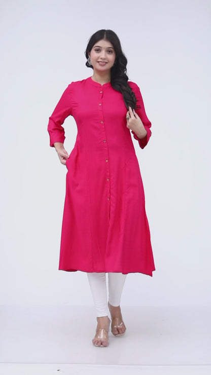 Sakura Women's Pink Liva Viscose Rayon Dobby Kurta