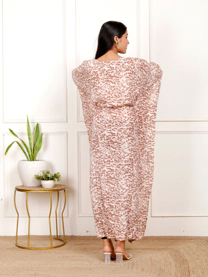 Trendy Animal Print Kaftan Dress for Women in Liva Rayon Crepe by Sakura