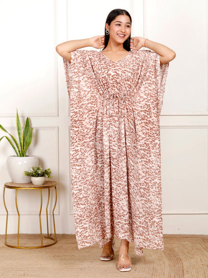 Trendy Animal Print Kaftan Dress for Women in Liva Rayon Crepe by Sakura