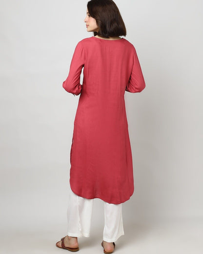 Elegant Mauve Embroidered Kurti - Sakura