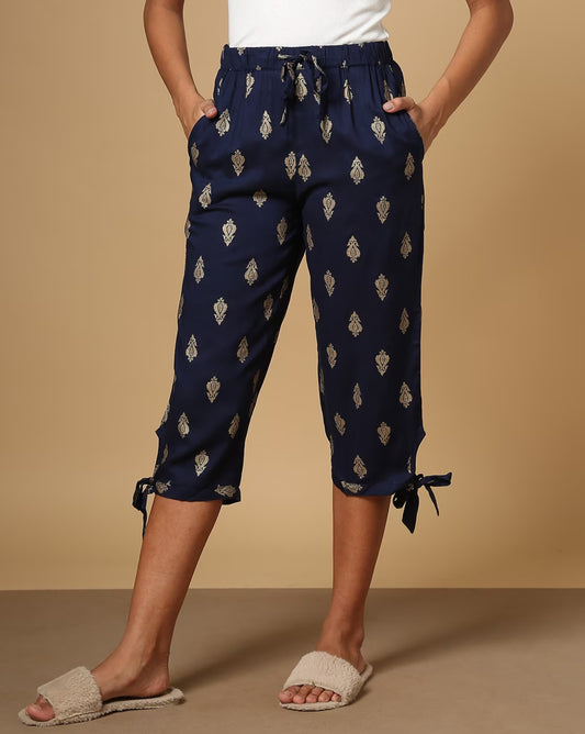 Block Print Capris with Drawstring