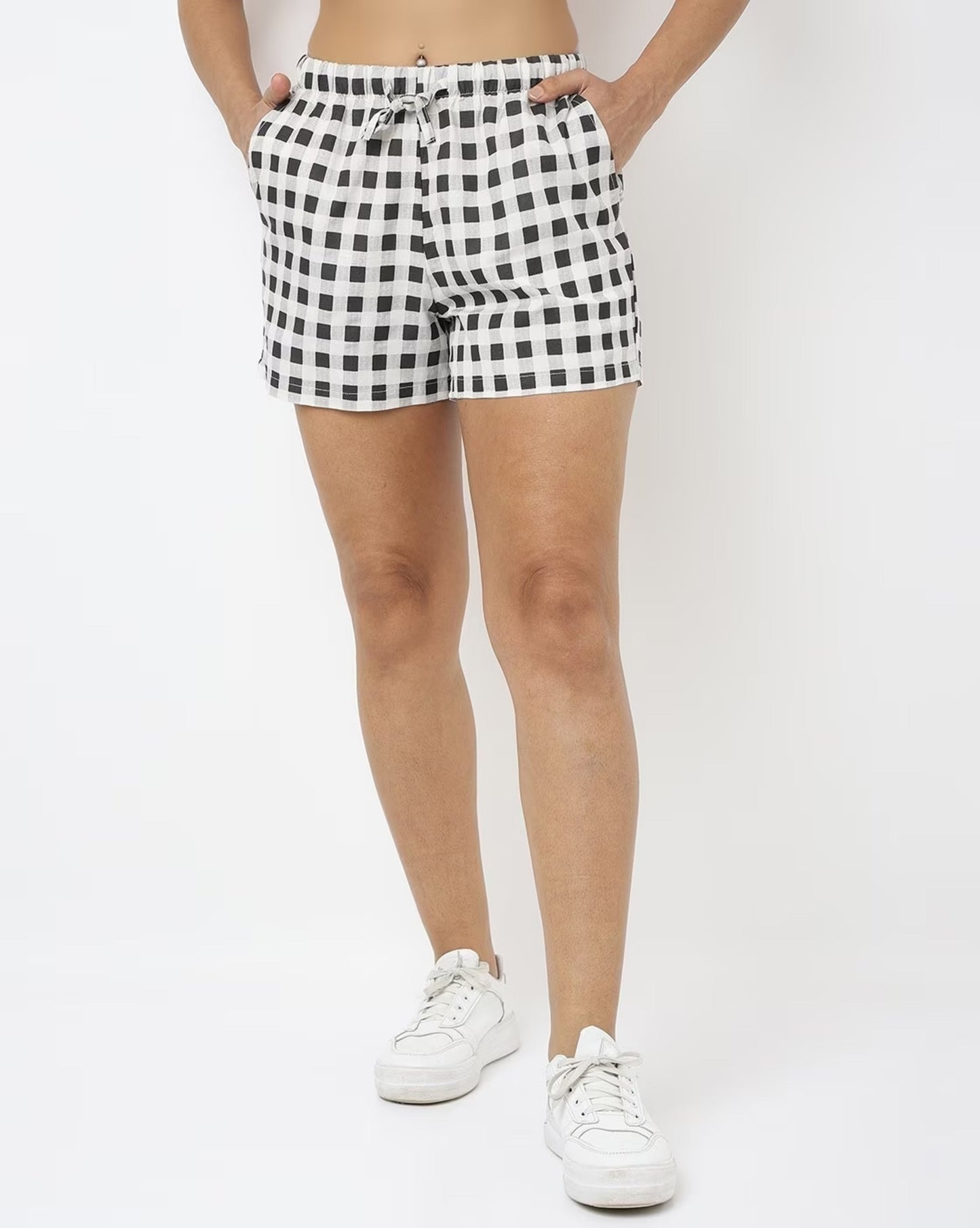 Checked Shorts with Drawstring Fastening