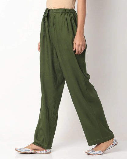 Relaxed Fit Palazzos with Drawstring Waist