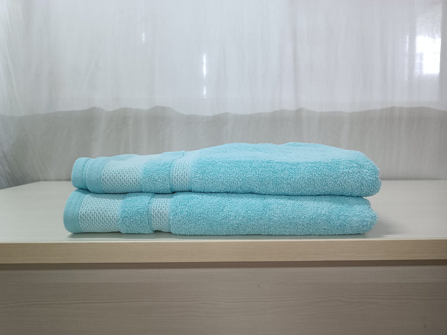 Sakura Sky Blue Cotton Terry Bath Towel - 70x140 cm, 500 GSM