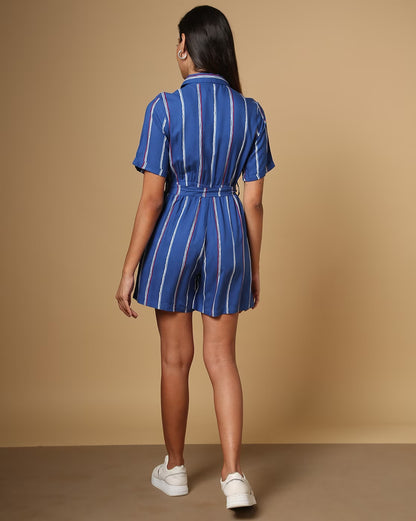 Striped Playsuit with Belt