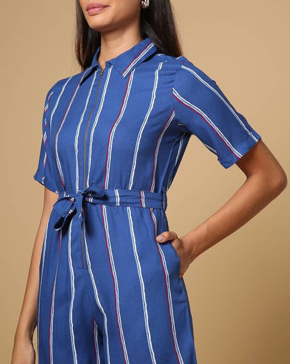 Striped Playsuit with Belt