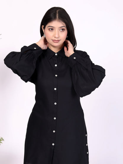 Sakura Women's Black Long Sleeve Shirt – 100% Liva Viscose Rayon Staple | Perfect for Formal & Casual Wear