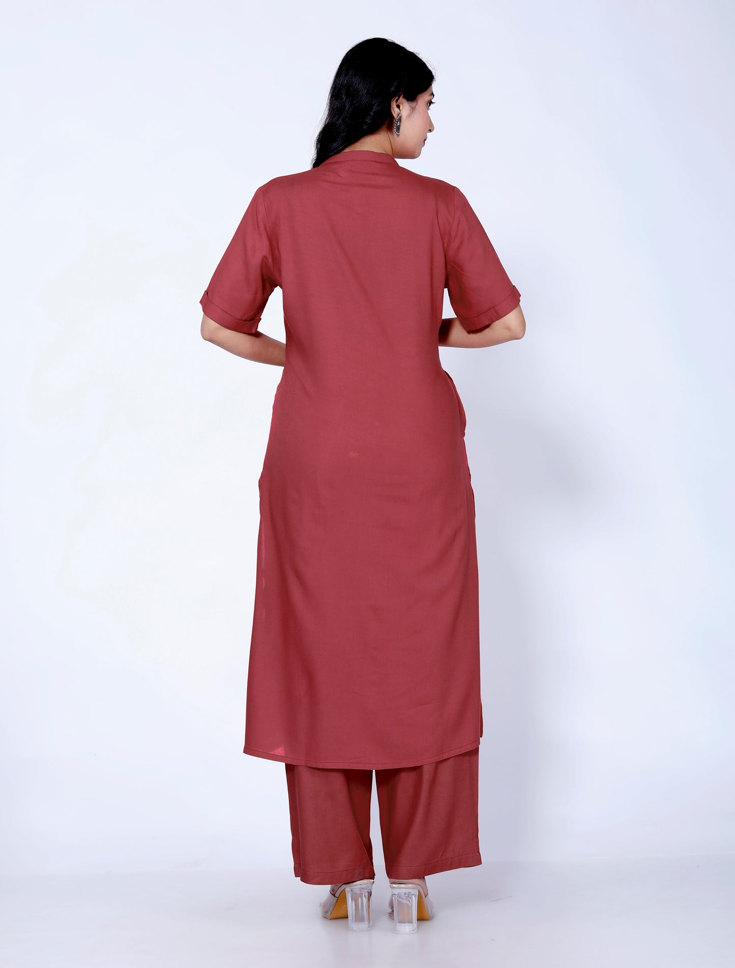 Sakura Women's Wine Kurta & Palazzo Set