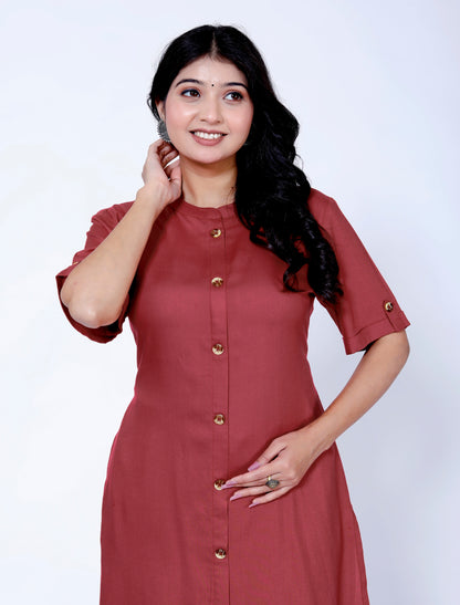 Sakura Women's Wine Kurta & Palazzo Set