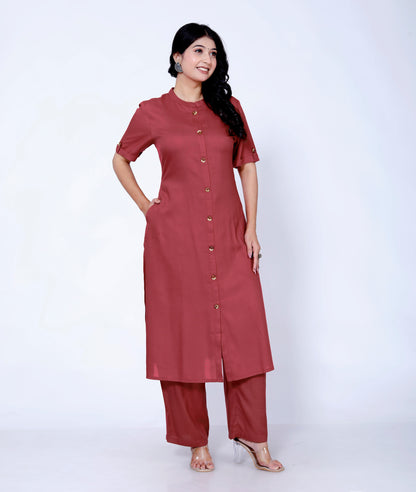 Sakura Women's Wine Kurta & Palazzo Set