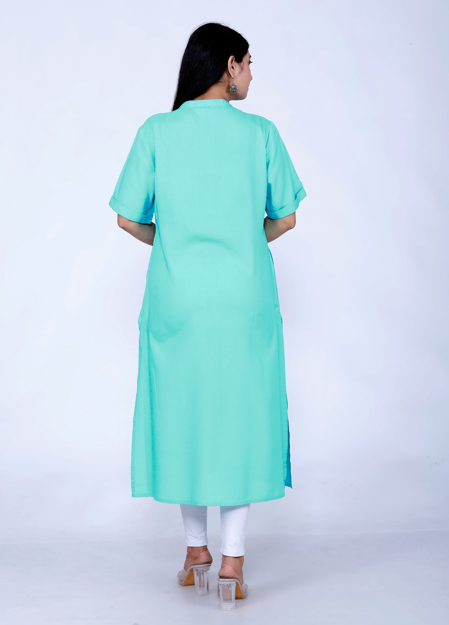 Sakura Sea Green Liva Viscose Rayon Kurta with Pocket