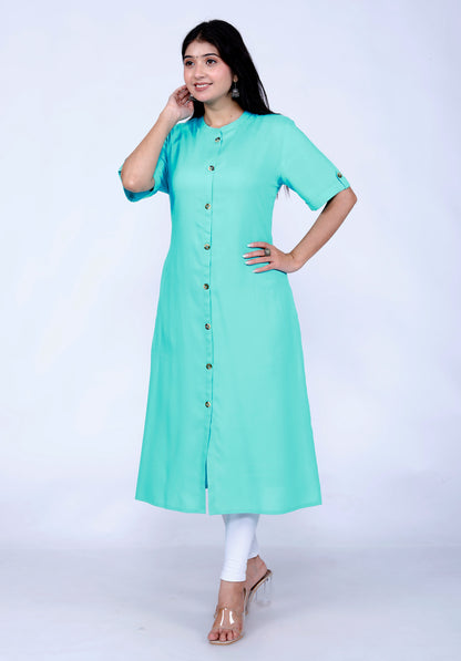 Sakura Sea Green Liva Viscose Rayon Kurta with Pocket