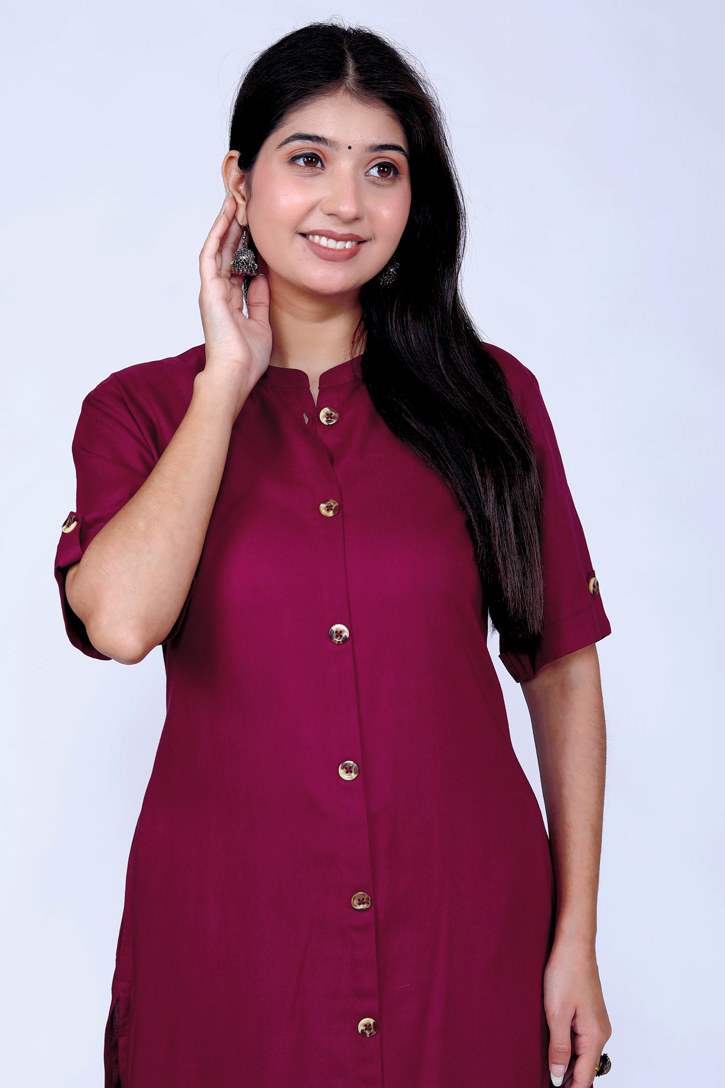 Sakura Wine Co-Ord Set with Pocket Kurta & Palazzo